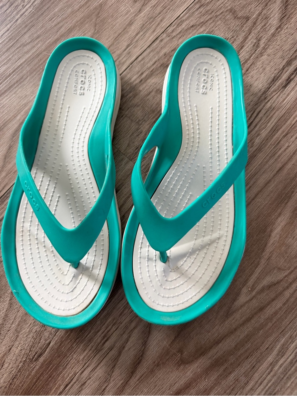 CROCS Women's Teal Aqua Flip Flop Sandals